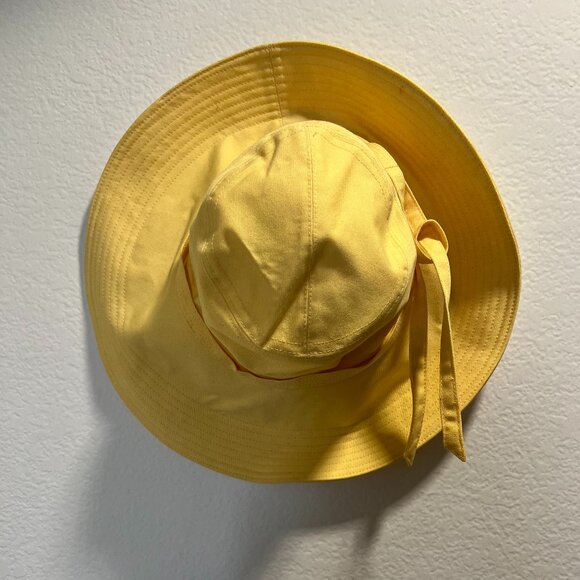 Helen Kaminski Australia Yellow Cotton Sun Hat with Bow | One Size - Picture 3 of 5